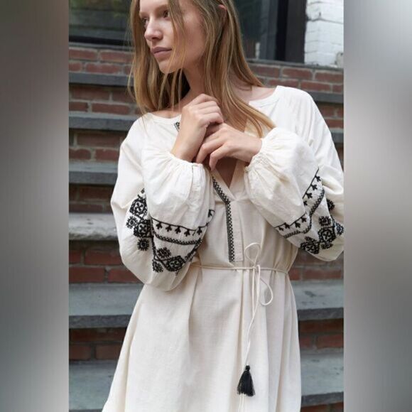 ZARA BOHO EMBROIDERED SHIRT DRESS‎ - Picture 8 of 13